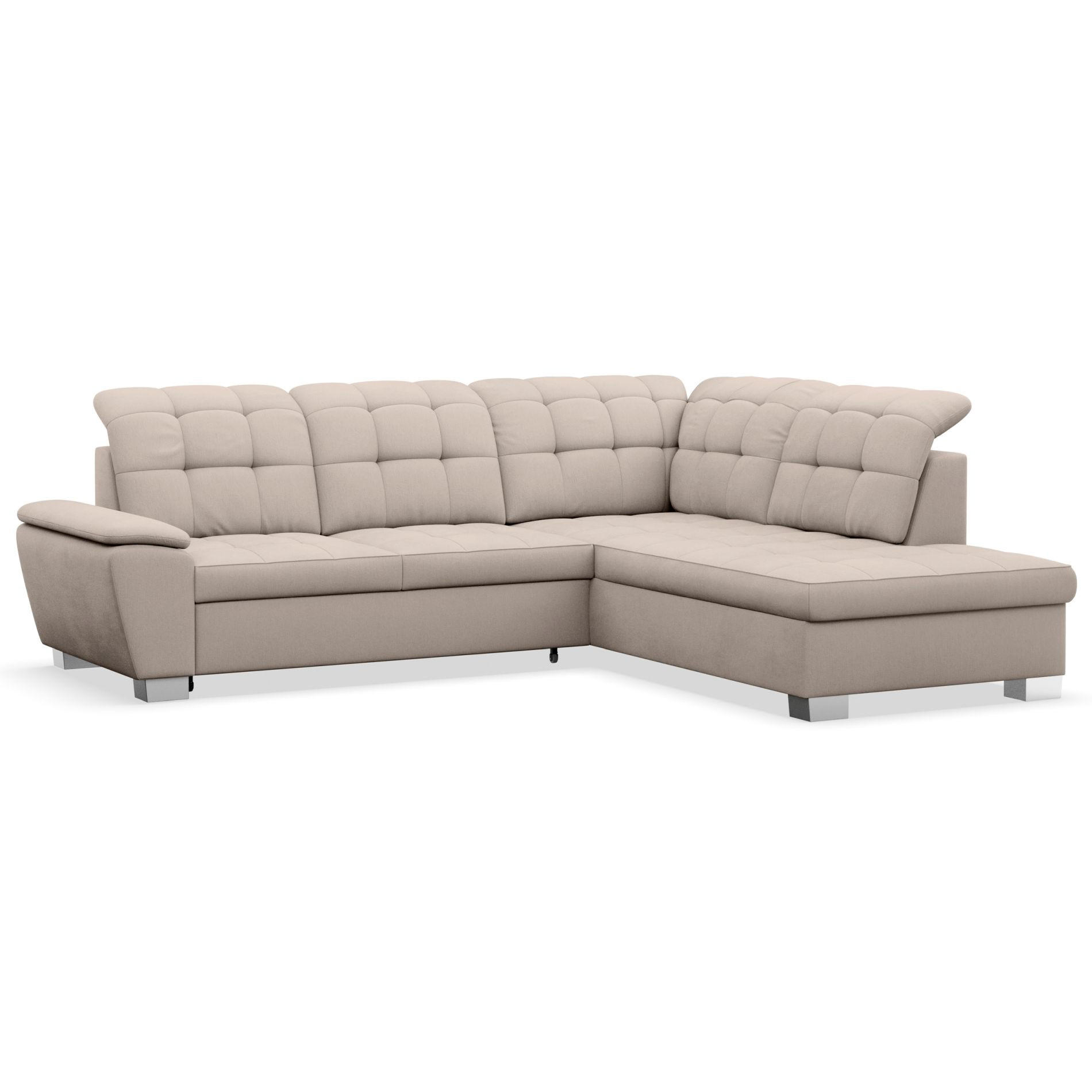 ECKSOFA Jamaal Beige rechtsseitig - Beige/Schwarz, Textil (258/212cm) - Selsey