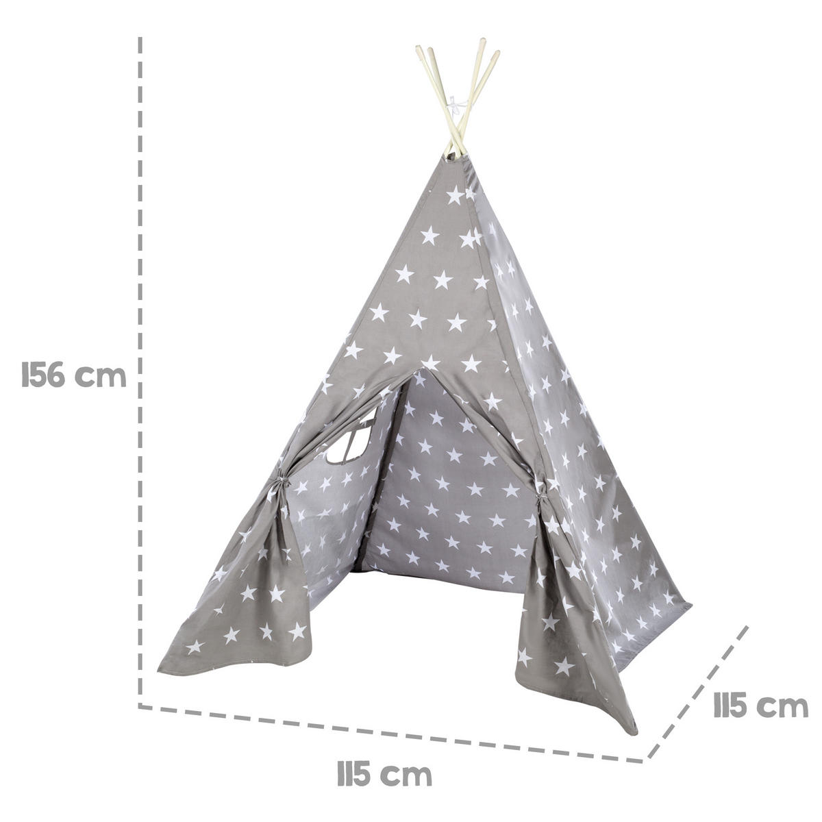 SPIELZELT 'Sterne' - Grau, Textil (115/156/115cm) - Roba