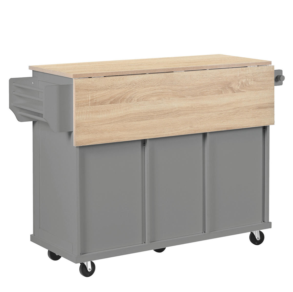 KÜCHENINSEL 112/46,2-76,2/92,7 cm aus MDF mit ausziehbarer Arbeitsplatte Grau/Natur - Grau, Holzwerkstoff (112/92.7/76.2cm) - Modenvie