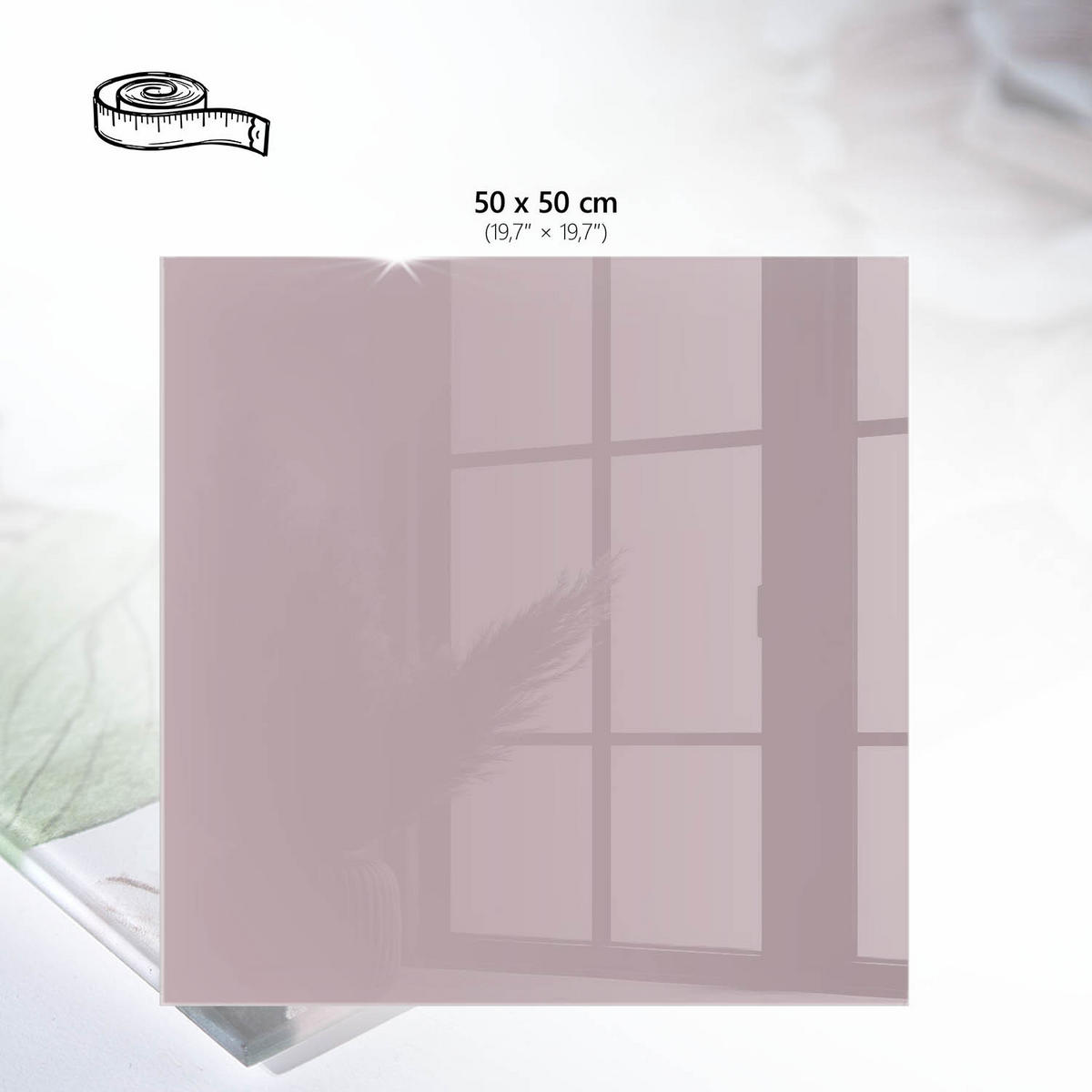 TISCHPLATTE 50x50 cm – Pastelllila - Pink, Glas (50/50/0.4cm) - Wallfluent
