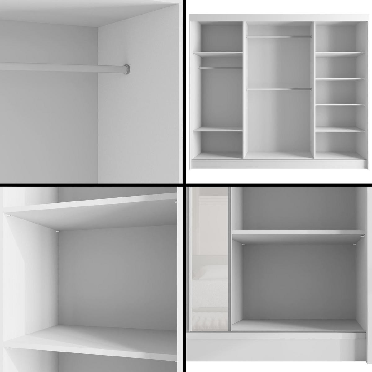 KLEIDERSCHRANK VESLI - 250 cm - Weiß - Weiß, Holzwerkstoff (250/215/61cm) - ALTDECOR