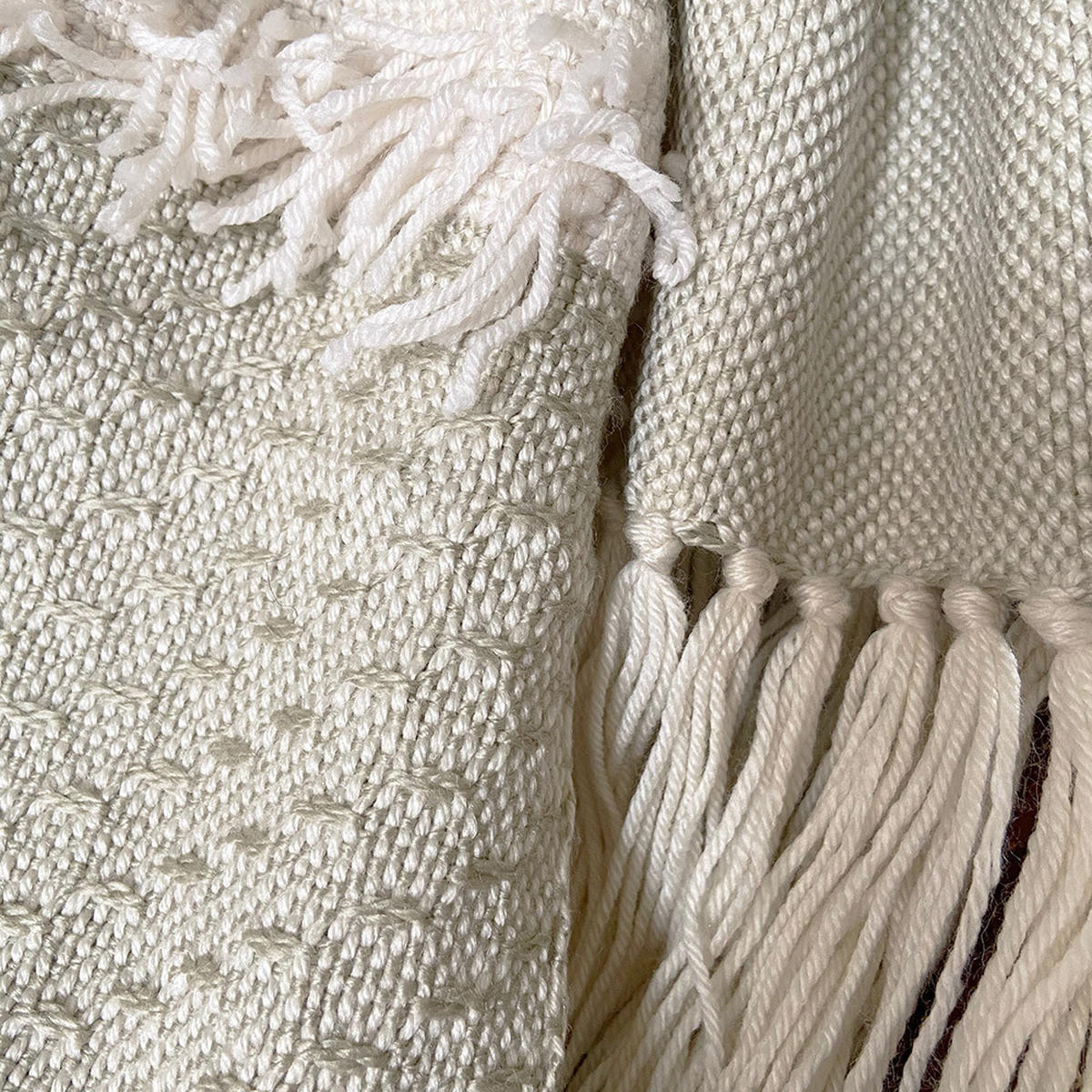 DECKE Fringe Weiß - Weiß, Textil (125/150cm) - Malagoon