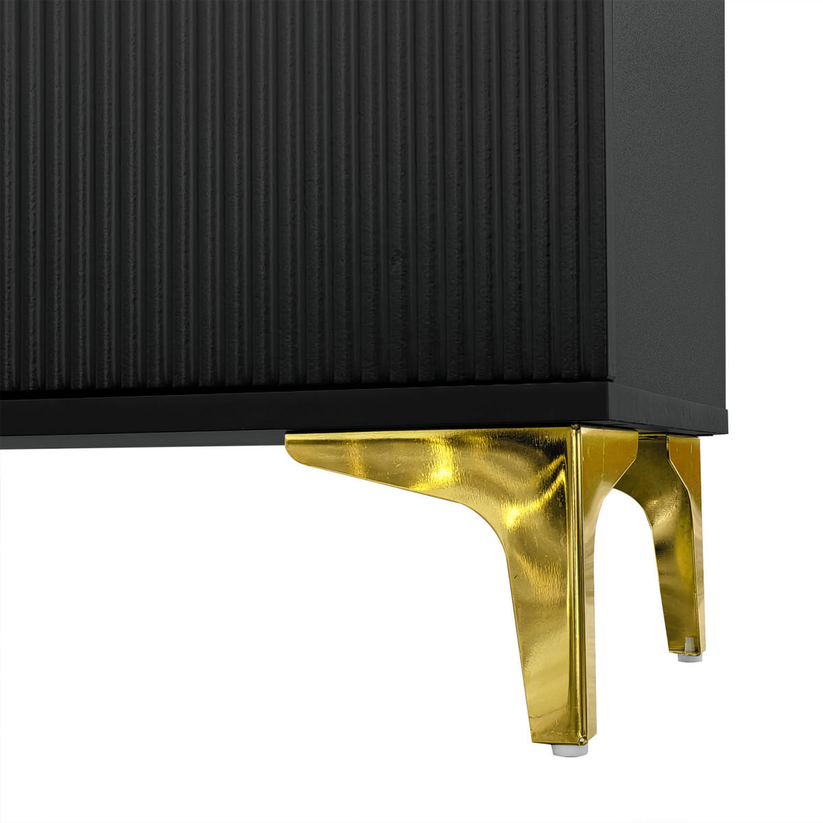 SCHUHSCHRANK Sideboard Schwarz mit Schubladen, Push-to-Open und goldenen Akzenten - Schwarz, Holz (83/101/35cm) - PARAFTA HOME