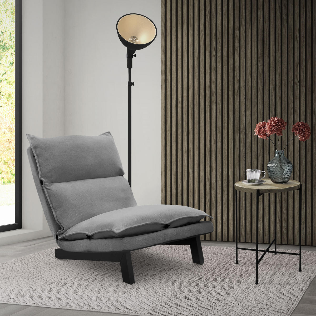 BODENSTUHL Grau - Schwarz/Grau, Textil/Metall (59/73.5/96cm) - ML-DESIGN