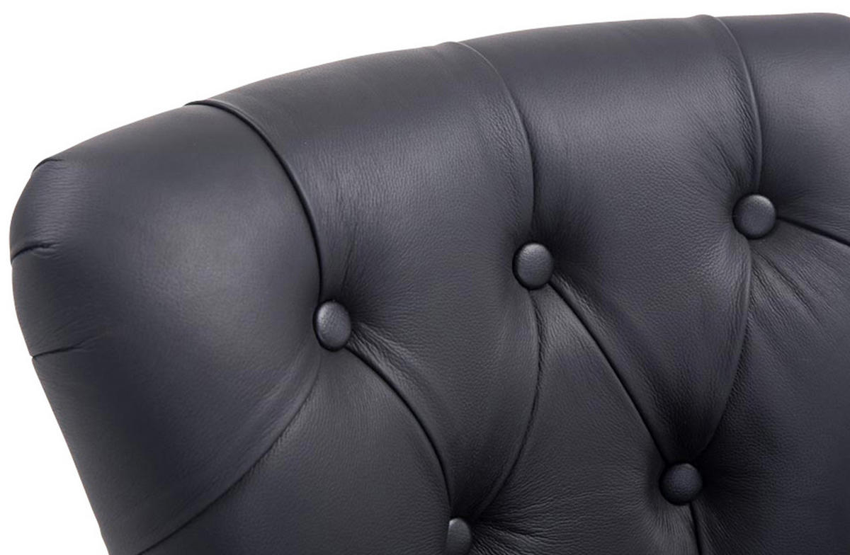 BARHOCKER Echtleder schwarz - Schwarz/Naturfarben, Leder/Holz (55/109/57cm) - CLP