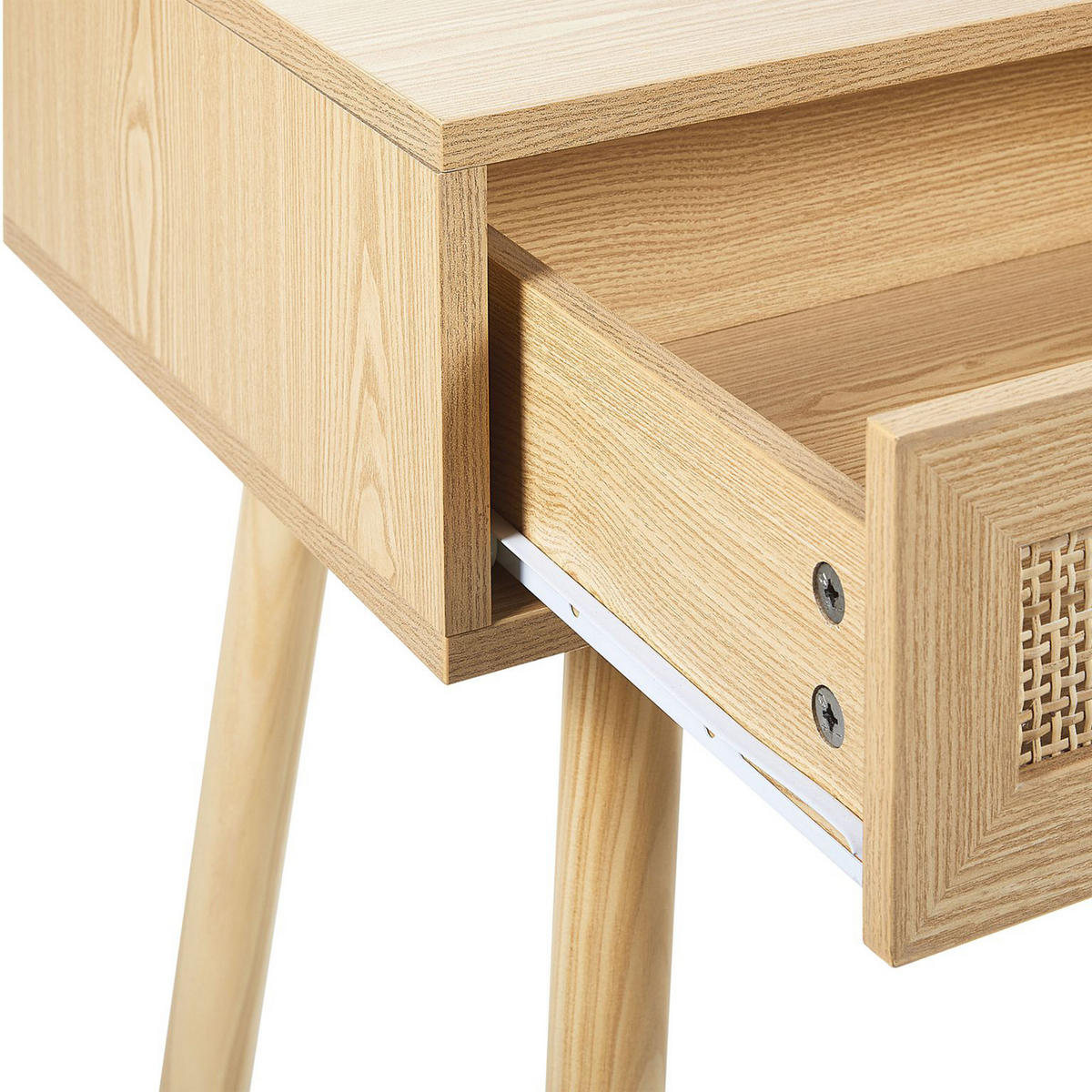 KONSOLENTISCH Rattan hellbraun 2 Schubladen Odell - Hellbraun, Holzwerkstoff (40/88/79cm) - Beliani