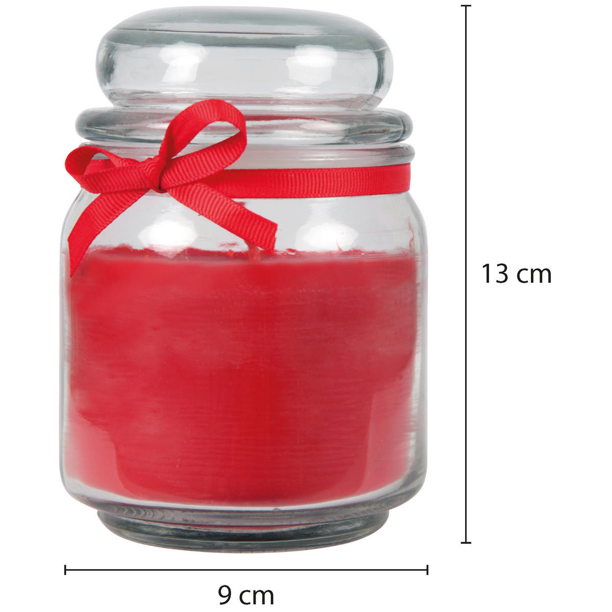 DUFTKERZE im Bonbonglas mit Deckel Rose 70h - Rot, Glas (9/13cm)