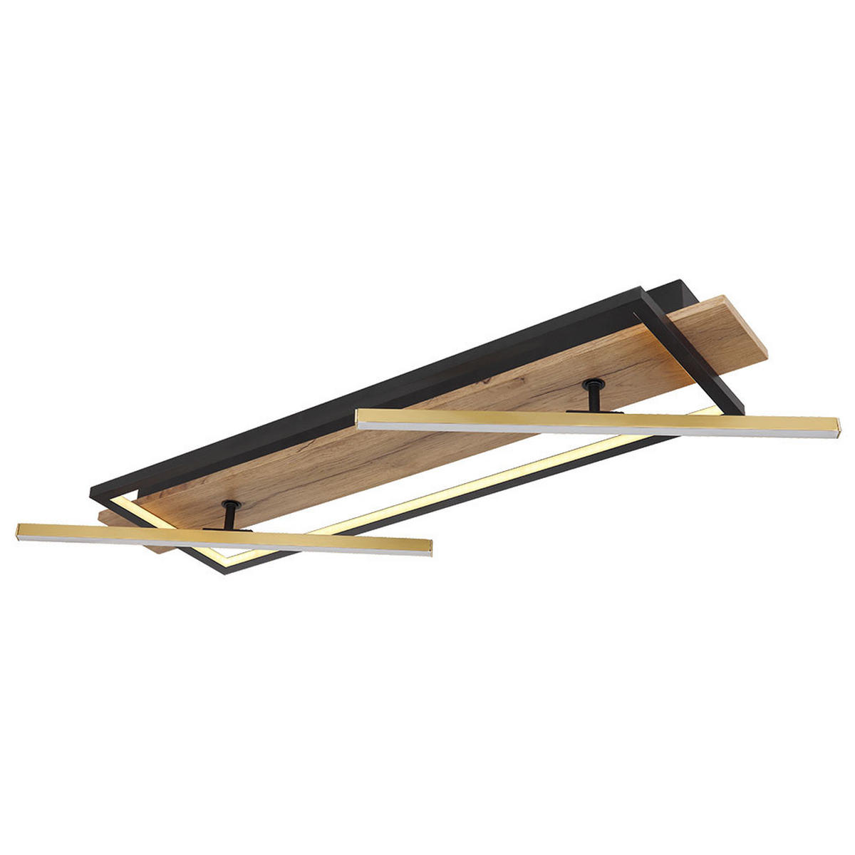 LED DECKENLEUCHTE Holz Schwarz Messing - Schwarz, Metall (81.5/40.5/9cm) - Globo Lighting