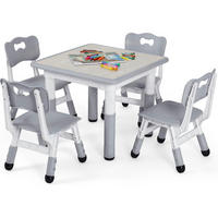 KINDERTISCH- und Stuhlset höhenverstellbar Grau 60 x 60 cm - Grau, Kunststoff (60/60/60cm)