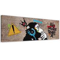 WANDBILD banksy dj affe - Braun, Textil (90/30cm) - Feeby
