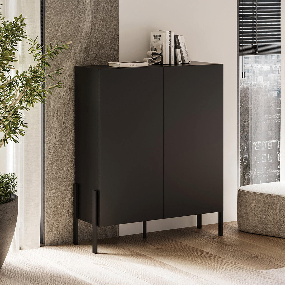 SIDEBOARD Bérénice Černá - černá, kompozitní dřevo (114/135/40cm) - Petits-meubles