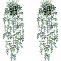 HÄNGEPFLANZE Künstlich 2er Set Eukalyptus 56 cm - Grün, Kunststoff (56cm)