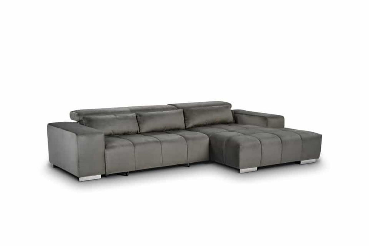 ECKSOFA mit elektrischem Sitzvorschub und verstellbaren Kopflehnen - Chromfarben/Anthrazit, Textil (186/307cm) - Cotta