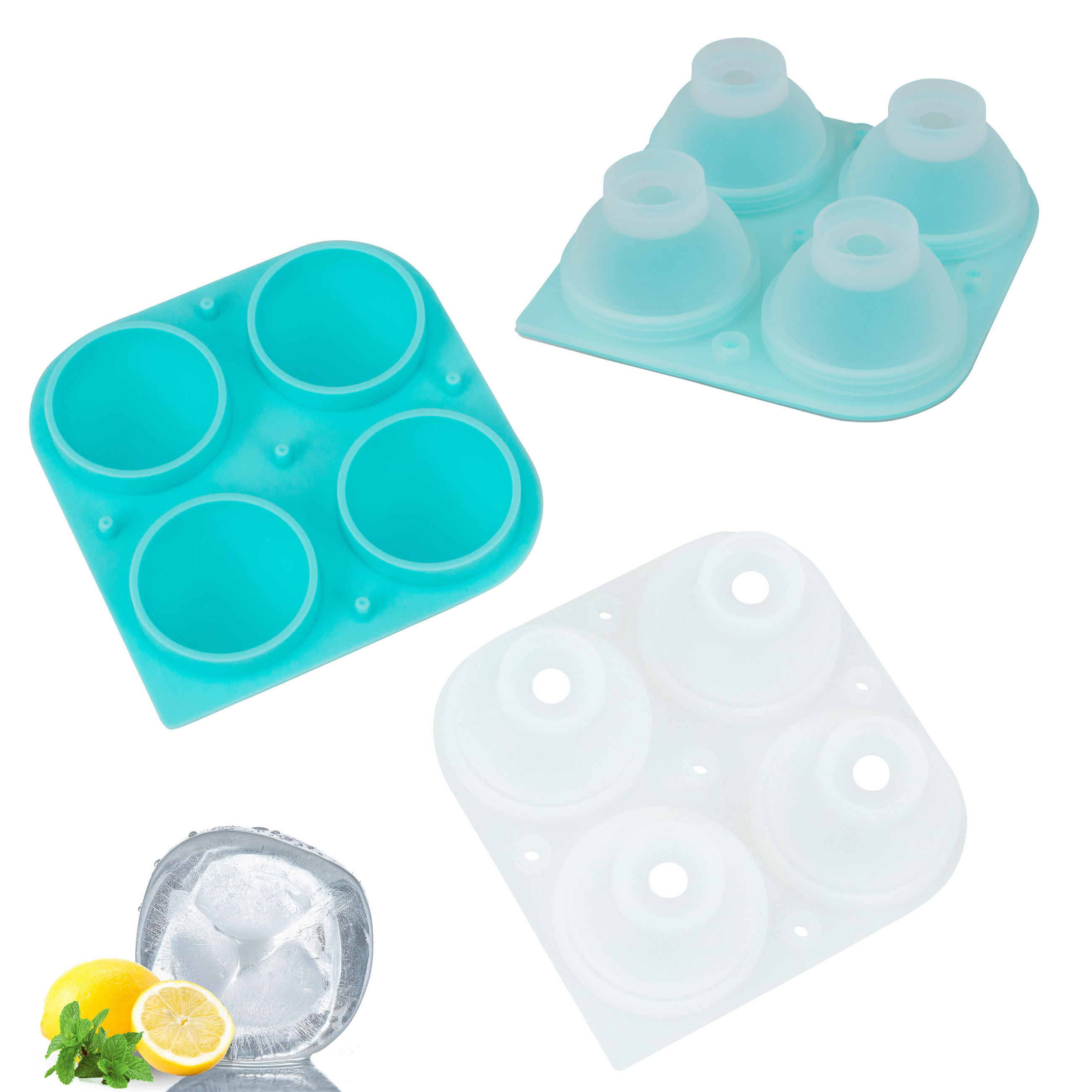 SILIKON-EISKUGELFORM 4er-Set, grün, Silikon - Türkis, Kunststoff (8.9/10.7/10cm) - bremermann