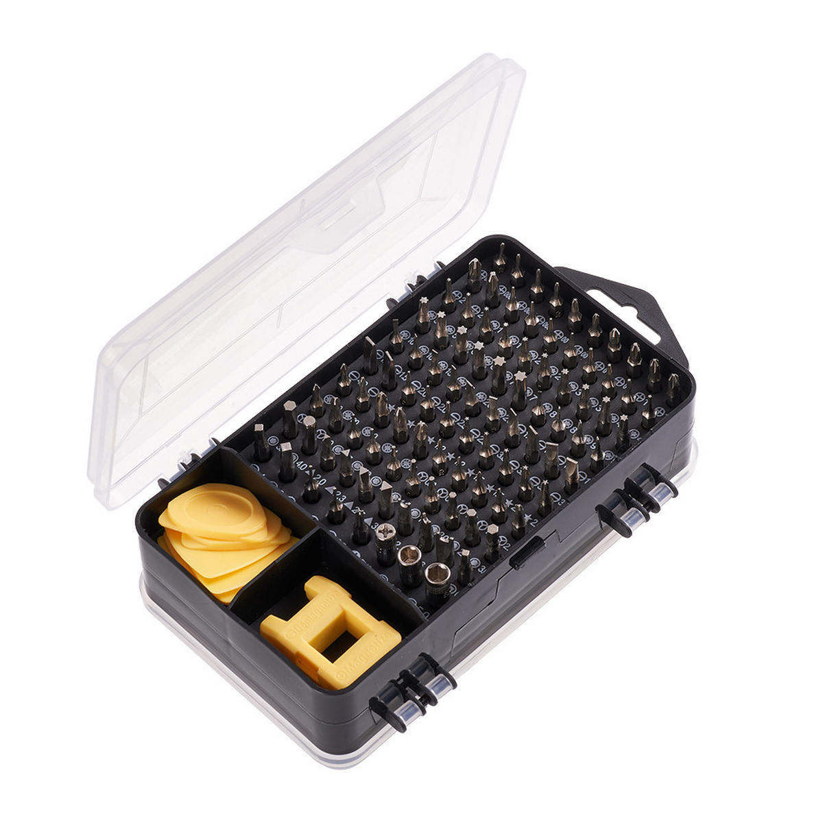 SCHRAUBENDREHER-SET 115-in-1 multifunktionales 98 Schraubenbits aus PP, TPR und CRV-Stahl für Feinmechaniker in Gelb Ergonomischer Griff - Gelb, Metall (10.5/17.8/5.1cm) - Livingandhome