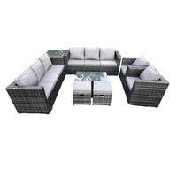 GARTENMÖBELSET Polyrattan 8-Sitzer - Dunkelgrau, Metall - Fimous