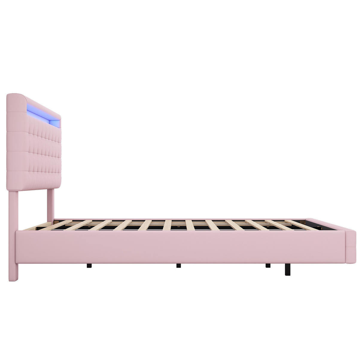POLSTERBETT 140/200 cm Rosa mit LED-Beleuchtung im schwebenden Design - Rosa, Leder (140/200cm) - Flora Grace