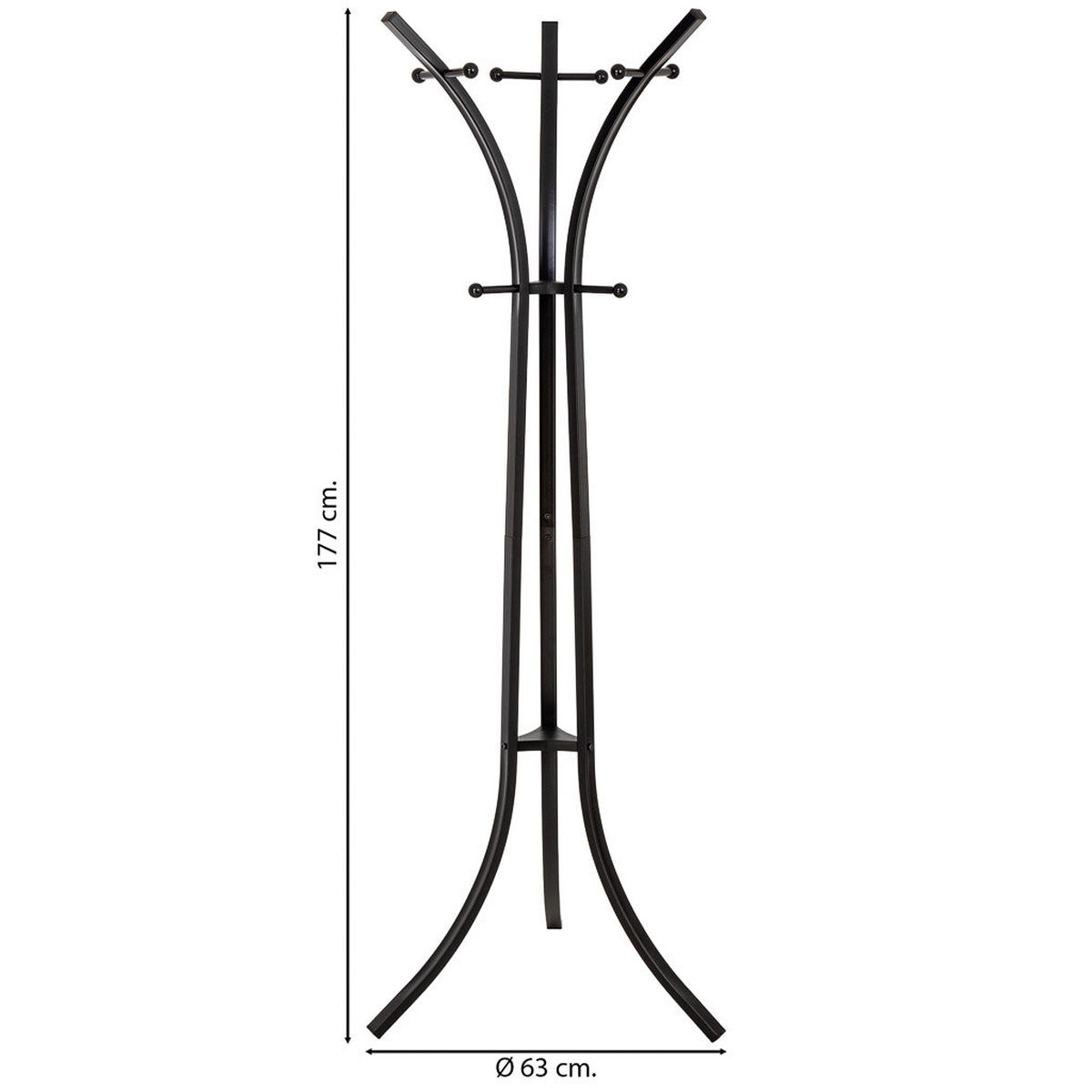 GARDEROBE aus metall 177x63x51cm - Schwarz, Metall (177/51/63cm) - Wanderlust