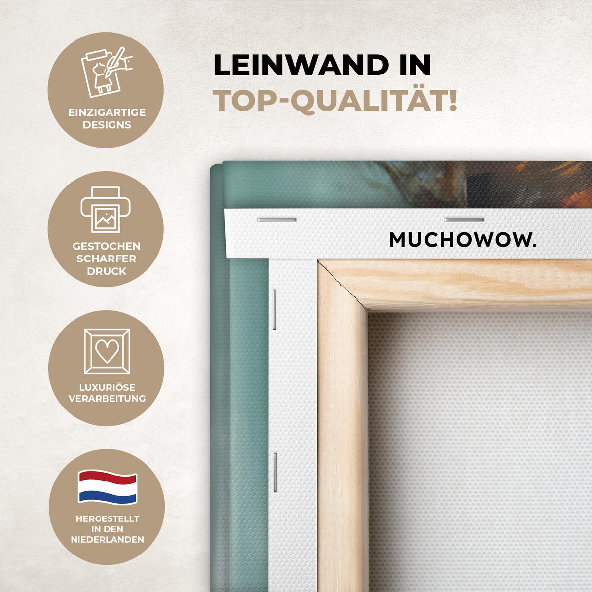 LEINWANDBILD Frau - Kunst - Schmuck - Porträt 50x50 cm - Blaugrau, Textil (50/50cm) - MuchoWow