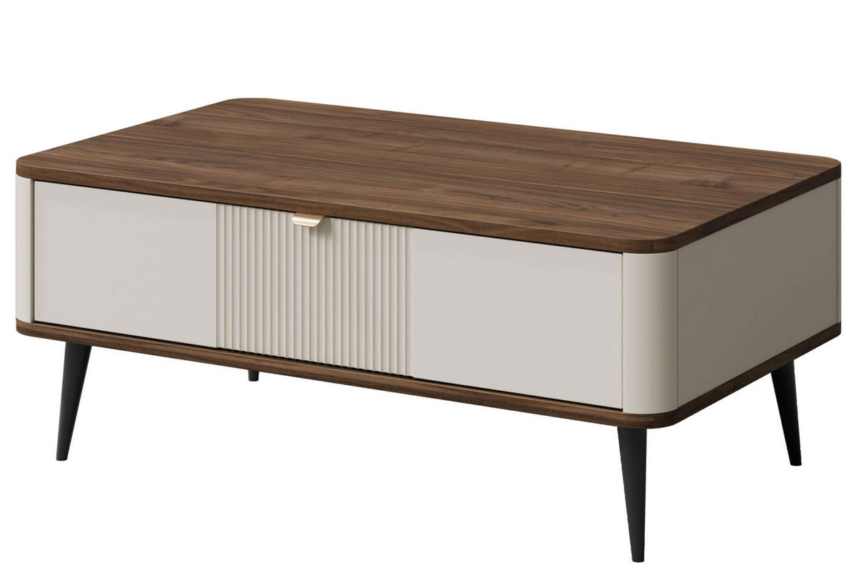 COUCHTISCH Marly Kaschmir / Walnuss 100 / 60 / 42cm - Kaschmir/Beige, Holz/Holzwerkstoff (60/100/42cm) - Feldmann-Wohnen