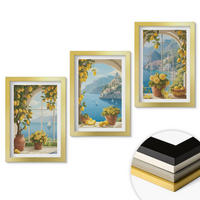 WANDBILDER 3er Set - 20x30 cm Goldrahmen - Meereslandschaften, Zitronen, Fenster - Goldfarben, Kunststoff (20/30cm) - ArtPrintCave