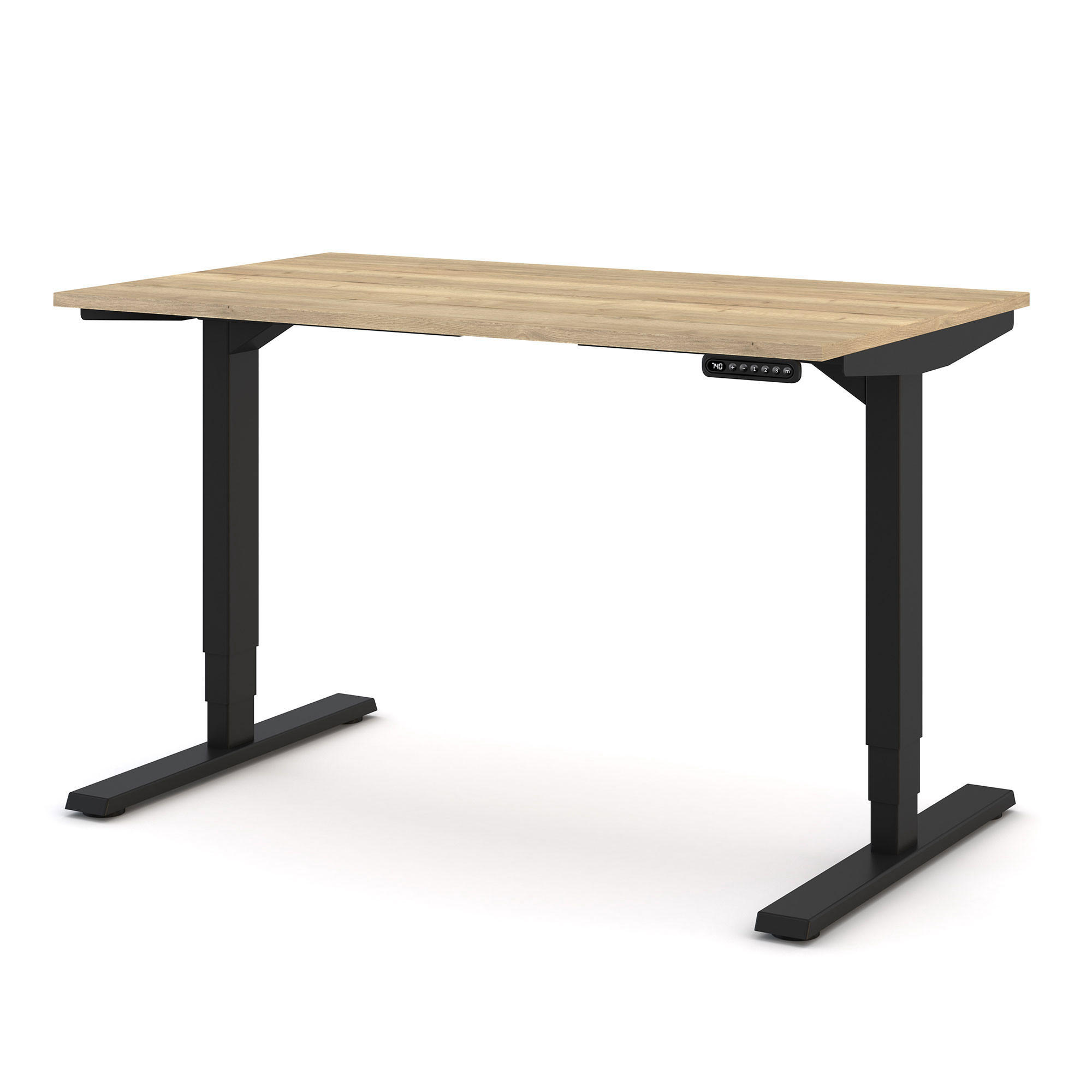 SCHREIBTISCH Elektrisch höhenverstellbarer Schreibtisch Y-Line Eiche Natura Schwarz 120/70/62-127cm - Schwarz/Eiche Artisan, Holzwerkstoff/Metall (70/120/127cm) - ASSMANN