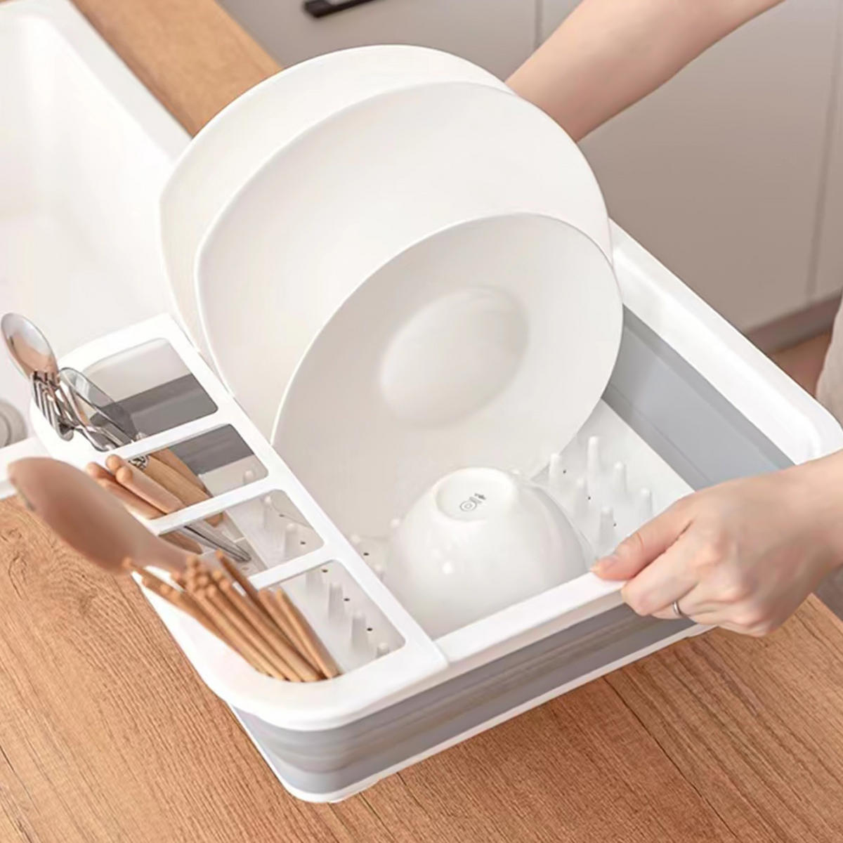 ABTROPFGESTELL Geschirrbox - Grau, Kunststoff (31.5/12.7/36cm) - Intirilife