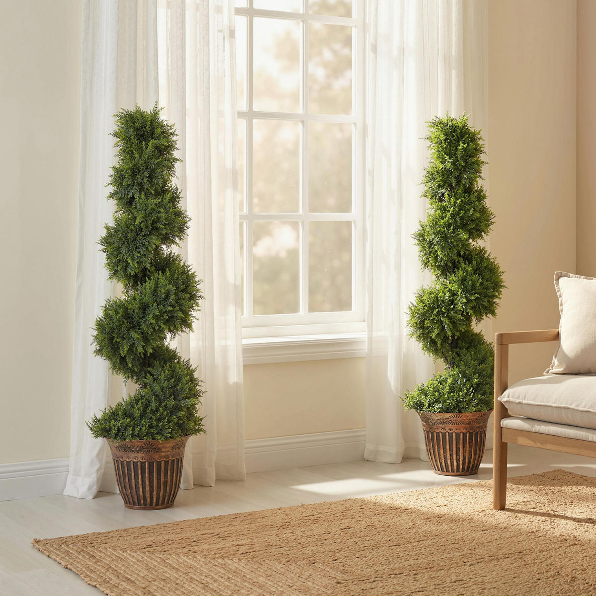 KÜNSTLICHE Pflanzen 2er-Set, UV-beständige 120 cm Kunstpflanze im Blumentopf - Grün, Kunststoff (120cm) - HOMCOM