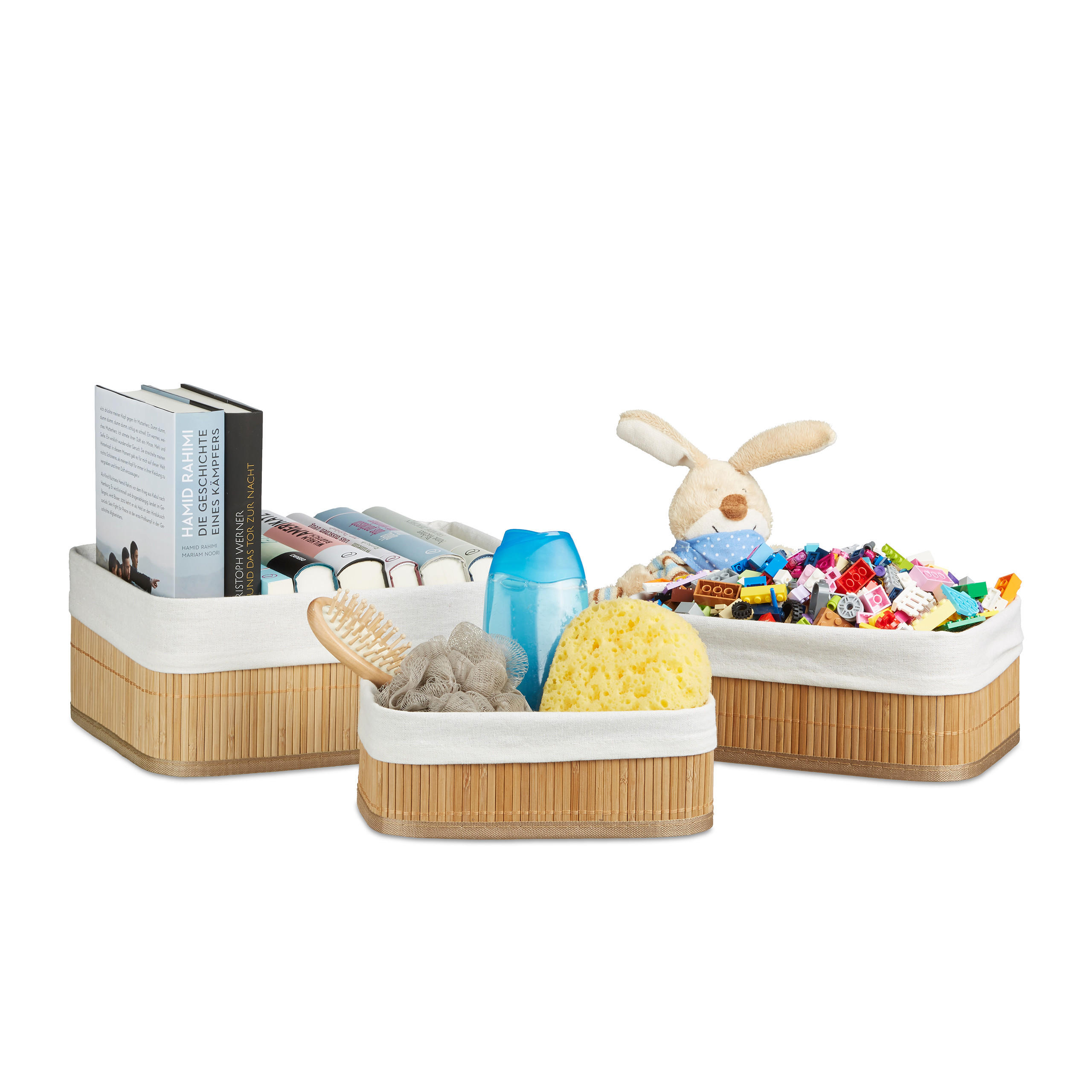 3XREGALKORB - Hellbraun, Holz/Holzwerkstoff (32/12.5/22cm) - Relaxdays