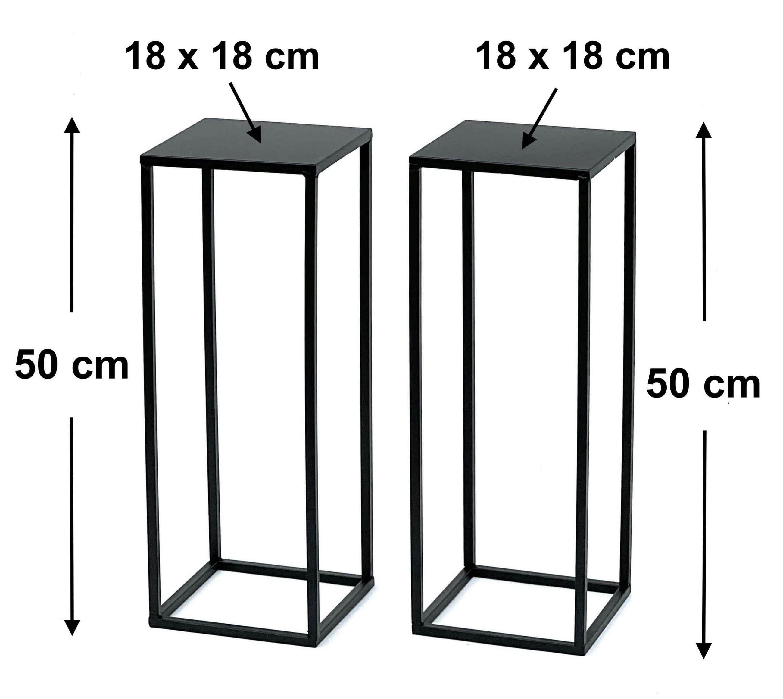 BLUMENHOCKER 2x Metall Schwarz 50 cm Eckig 96315 - Schwarz, Metall (18/50/18cm) - DanDiBo