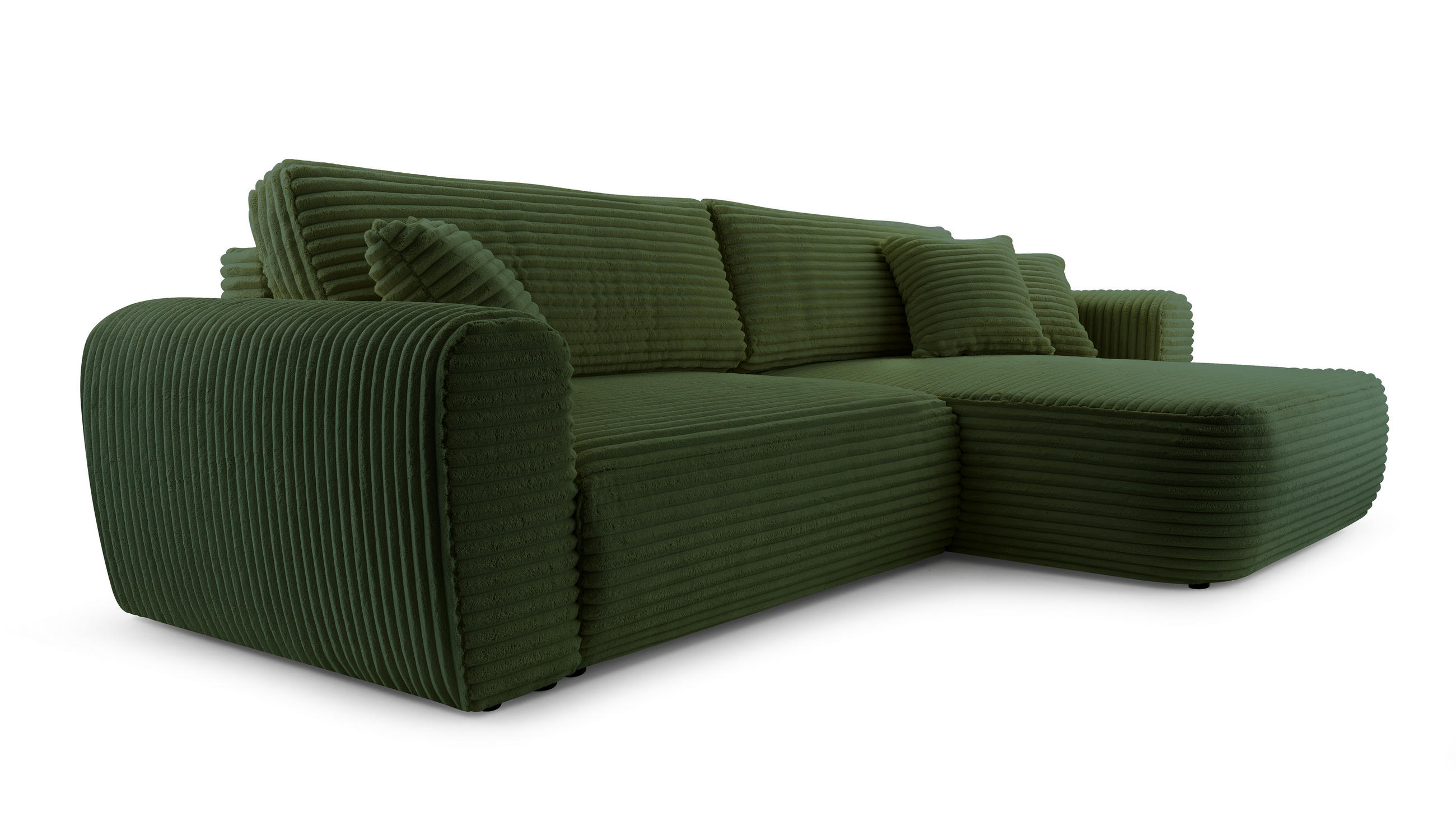 ECKSOFA HAPPO CORD PLUSH Dunkelgrün - Dunkelgrün, Textil (297/169cm) - Luxkor24