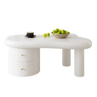 KLUBSKA miza iz MDF, 97/64/42 cm bela, z 2 predaloma - bela, leseni material (97/64/42cm) - BEAOK