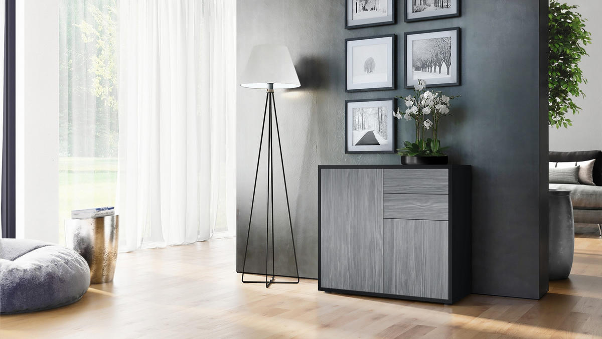 KOMMODE Ben Front in Avola-Anthrazit - Anthrazit, Holzwerkstoff (79/74/36cm) - Vladon