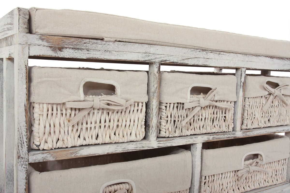 KOMMODE UND SITZBANK 5 SCHUBLADEN Cremeweiß - Weiß, Holz (77/45/36cm) - MCW