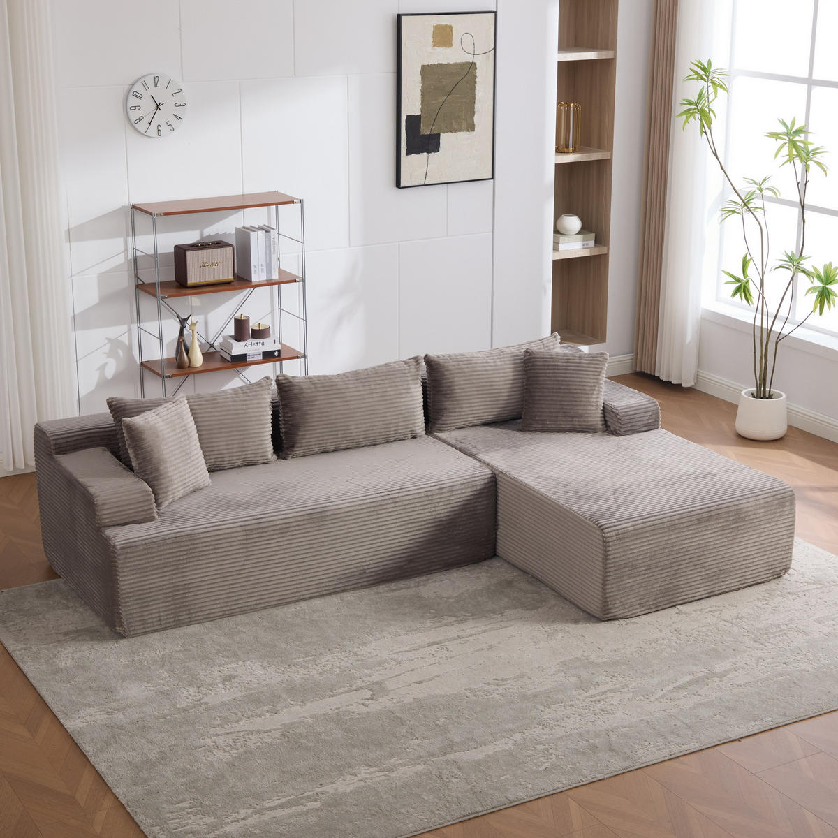 ECKSOFA 272/174/74.5 cm Grau mit rutschfestem Boden - Grau, Textil (174/74.5/272cm) - Oxeza