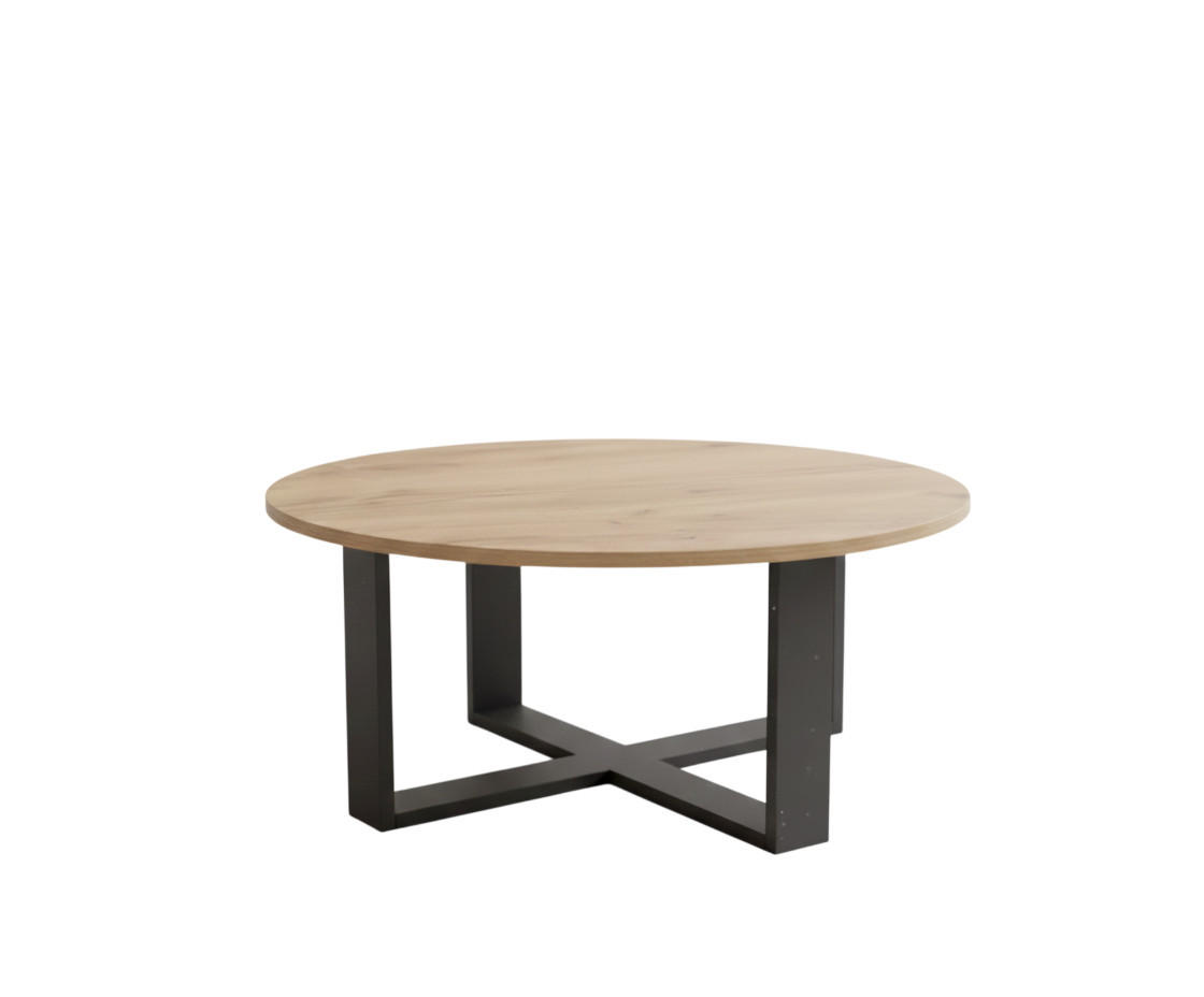 designimpex Couchtisch Schwarz, Eiche 86x42x86 cm