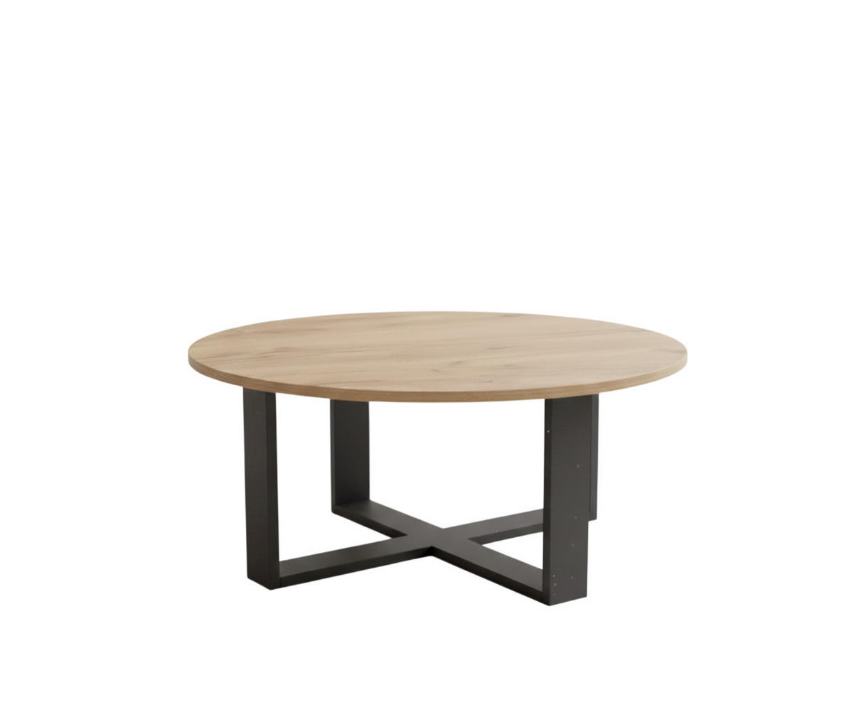 COUCHTISCH rund Eiche Gold Schwarz 86x42 cm - Eichefarben/Schwarz, Holzwerkstoff (86/86/42cm) - designimpex