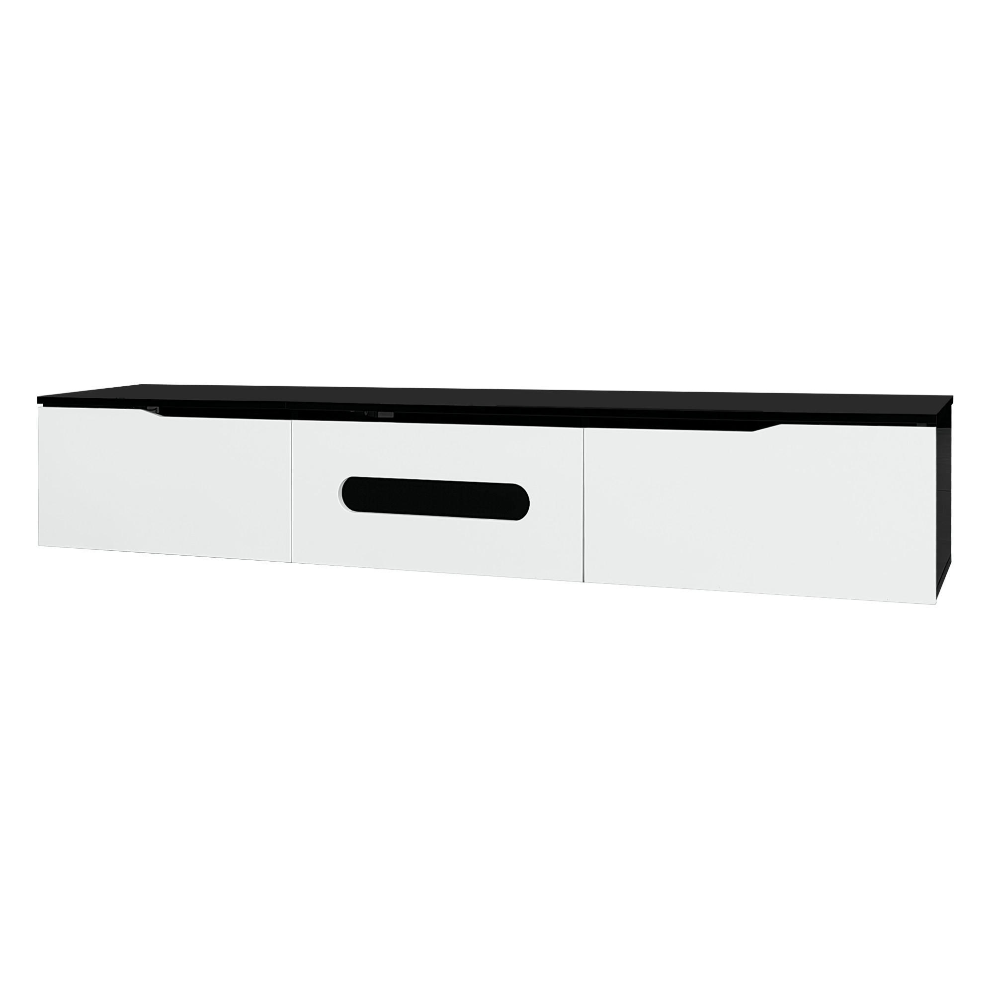 TV-ELEMENT180CM Schwarz-Weiß Hochglanz mit App-gesteuerter LED-Beleuchtung - Schwarz, Holz (46/16.5/133cm) - Raelunyi