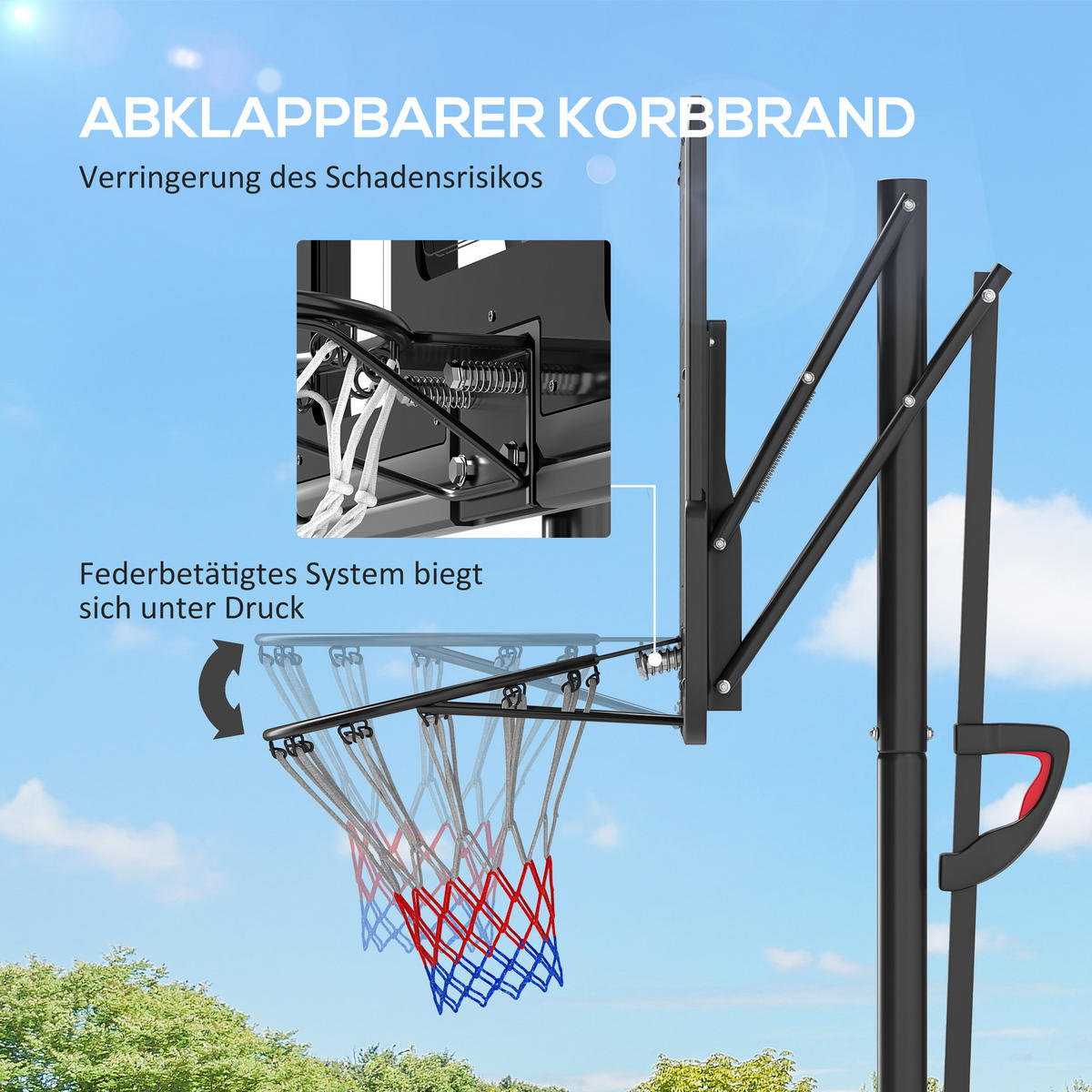 BASKETBALLSTÄNDER DE-10357 höhenverstellbar 235-305 cm Schwarz - Schwarz, Metall (75/110cm) - ComfortXL