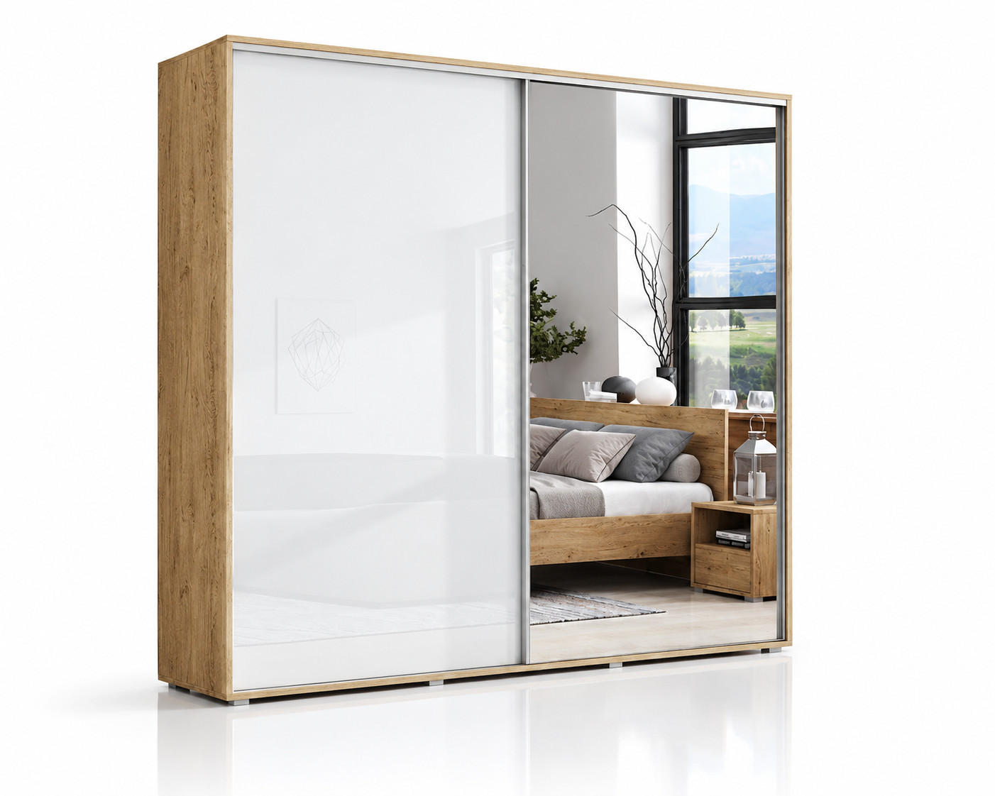 BM-Möbel Schiebetürenschrank Gold 150x215x62 cm