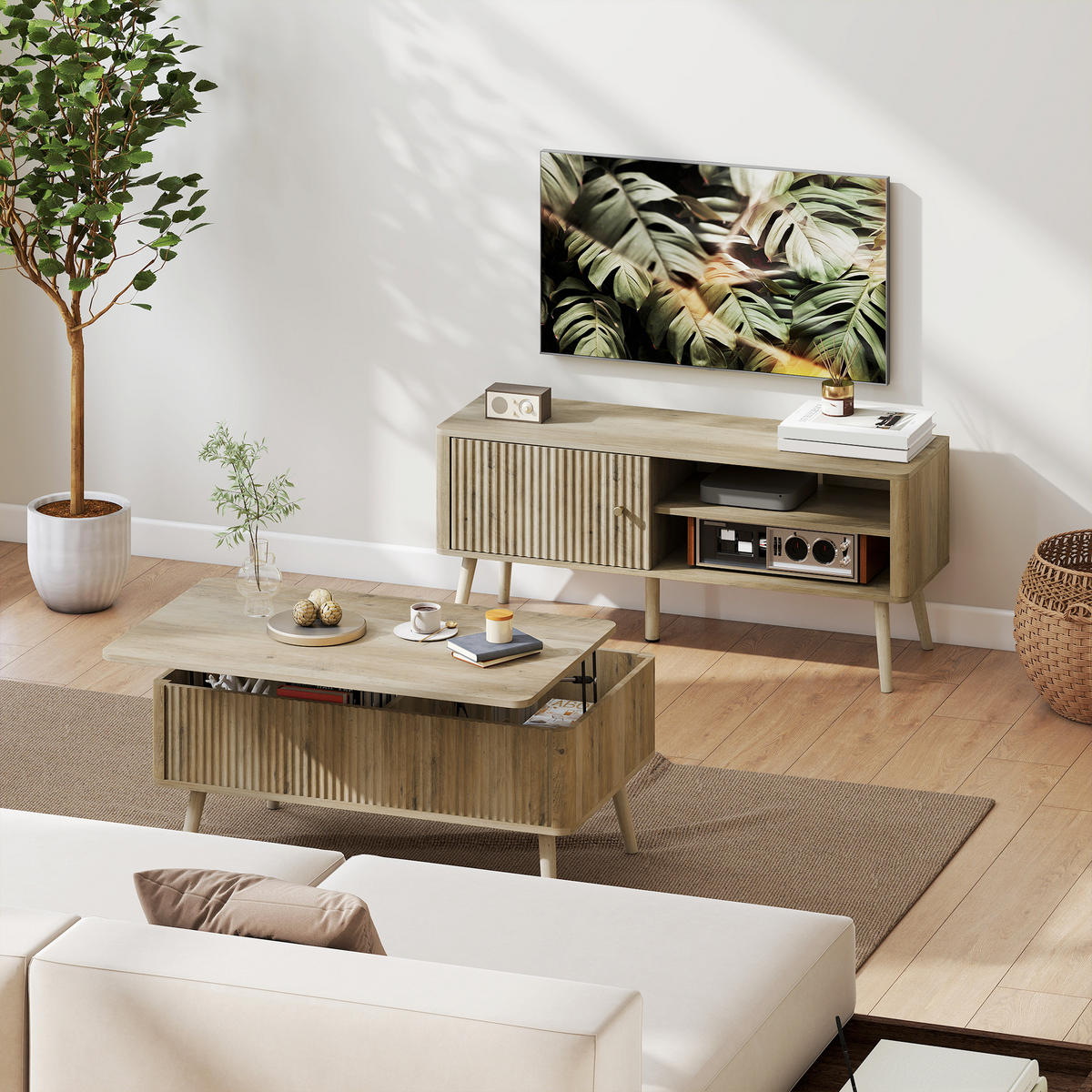 COUCHTISCH Beige 1 Stück - Beige, Kunststoff (91/56/43cm) - GiPP