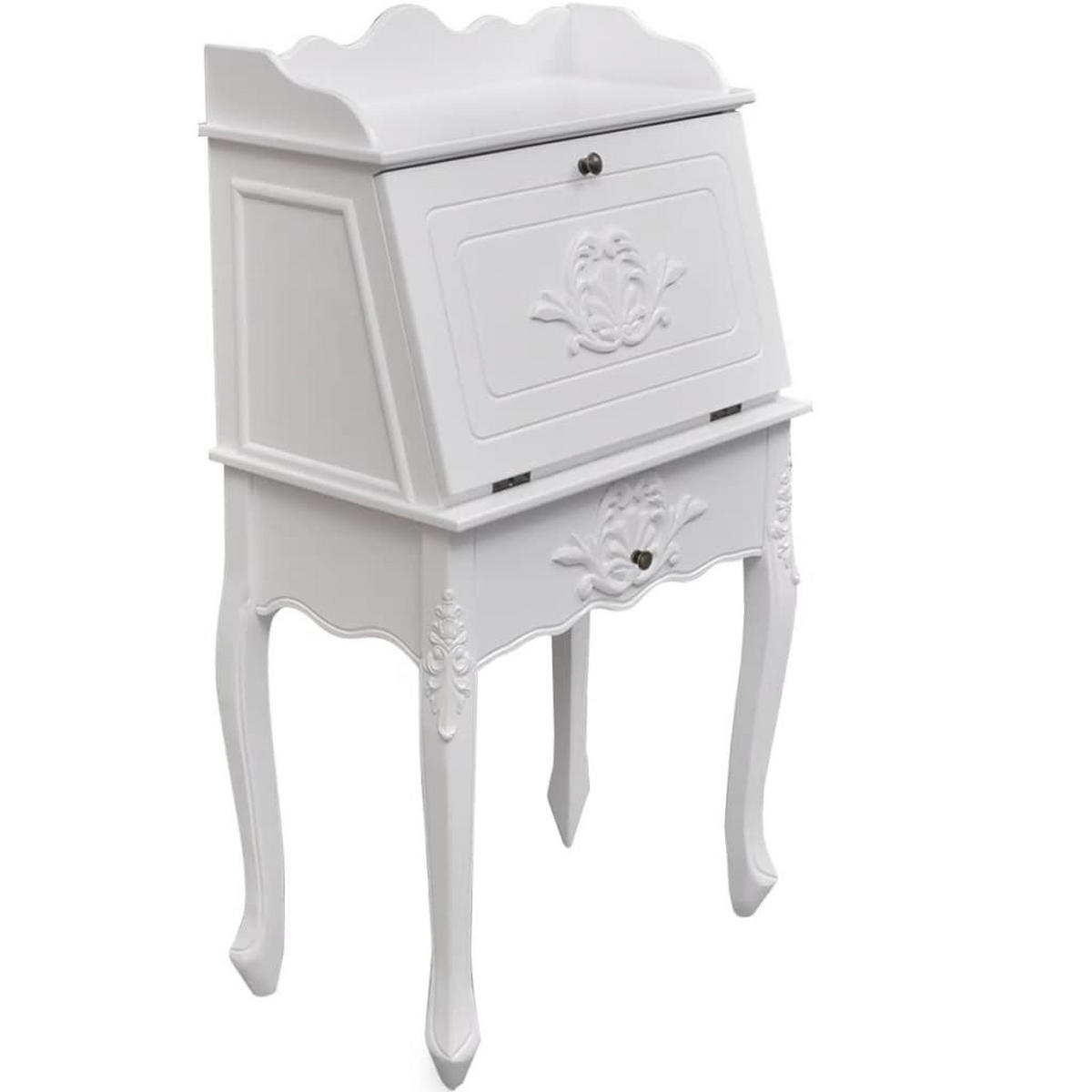 SCHREIBTISCH 60/36,4/111 cm, aus MDF und Holz, Weiß, im französischen Landhaus-Stil - Weiß, Holz (36.4/60/111cm) - vidaXL