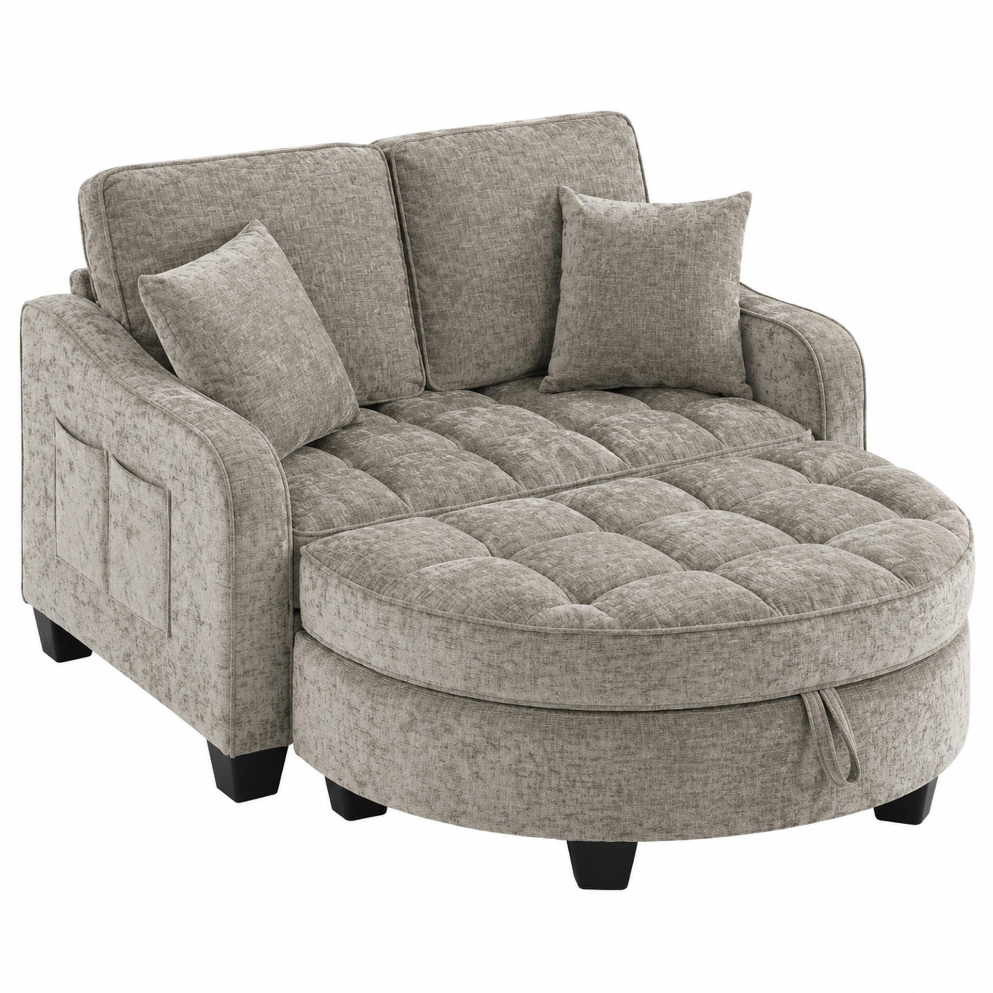 RÉCAMIERE 2-in-1 mit Aufbewahrungshocker ca. 132 x 129 x 93 cm Braun - Braun, Holzwerkstoff (129/93/132cm) - Meubliv