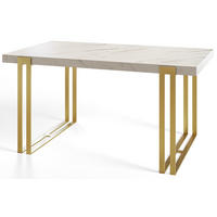 ESSZIMMERTISCH ROSA, ausziehbarer Tisch 160-260X90X77 cm, Farbe: MARMUR, mit Metallbeinen in Farbe Gold - Goldfarben/Hellgrau, Holzwerkstoff (160/90/77cm) - Alpi-Möbel