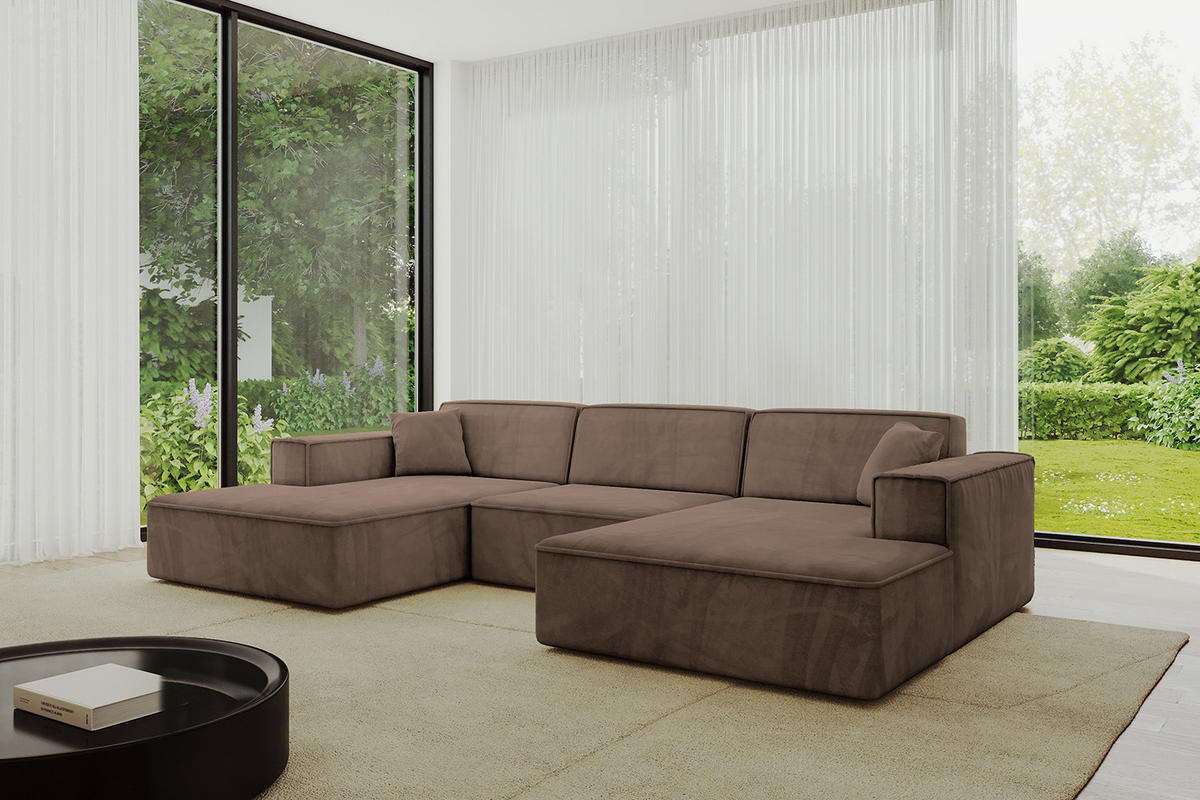 WOHNLANDSCHAFT IREA-U1-v4 - 303x171x79 cm Braun - Braun, Holzwerkstoff/Textil (303/79/171cm) - ALTDECOR