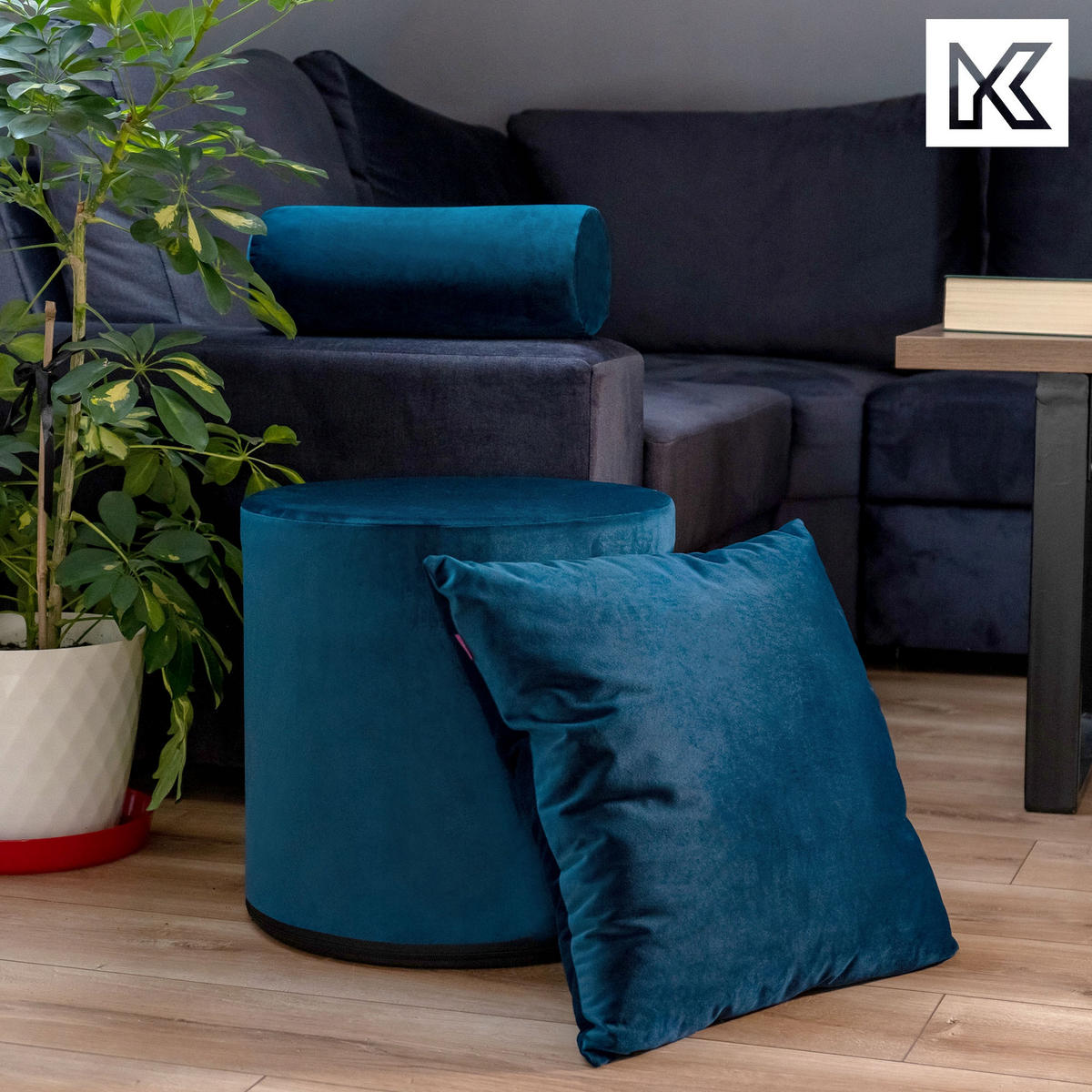 DEKOKISSEN, Dunkelblau - Dunkelblau, Textil (46/46cm) - KADAX