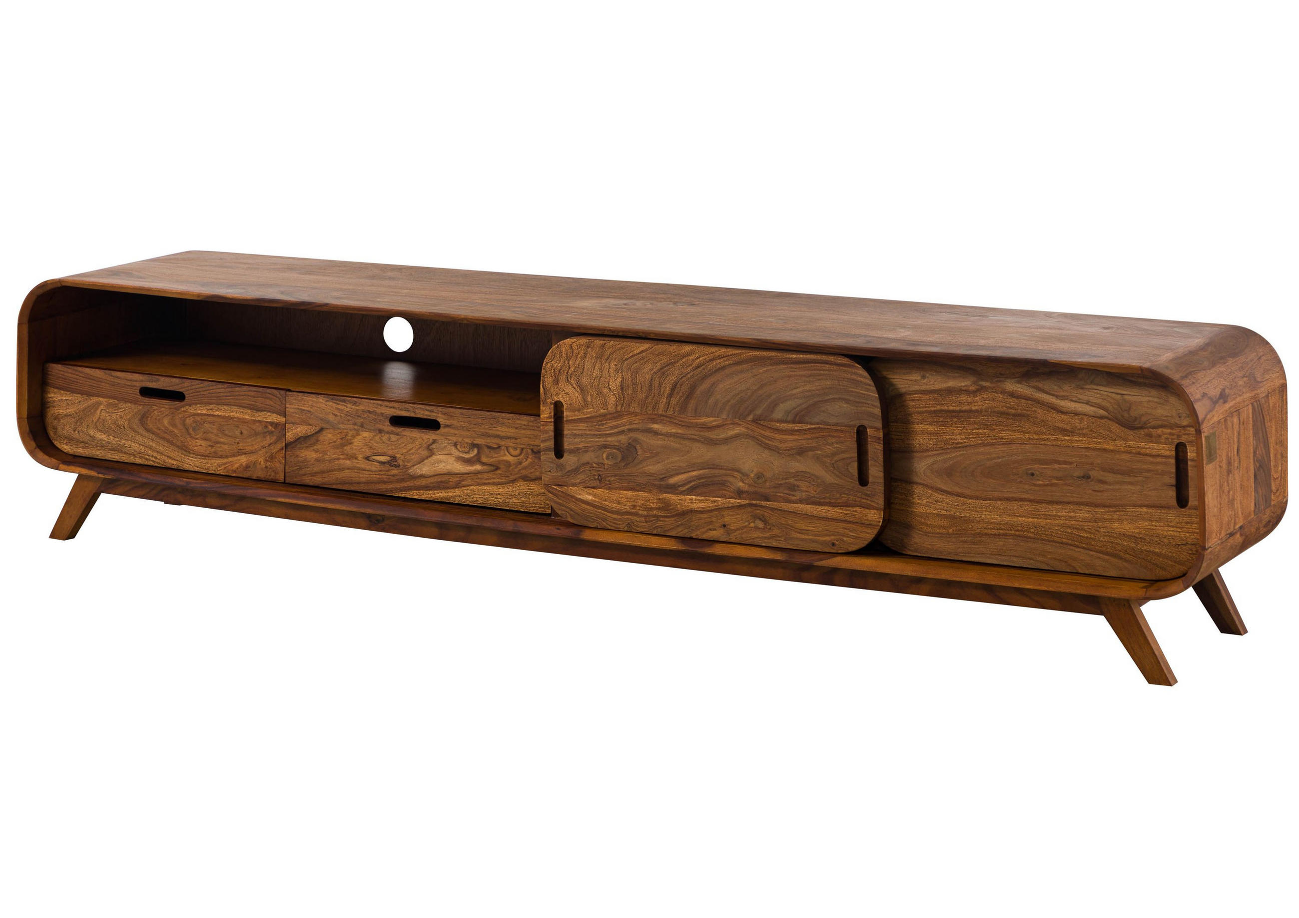 TV-BOARD Sheesham 220x40x48 hellbraun lackiert MAILAND #127 - Braun, Holz (220/48/40cm) - Massivmoebel24