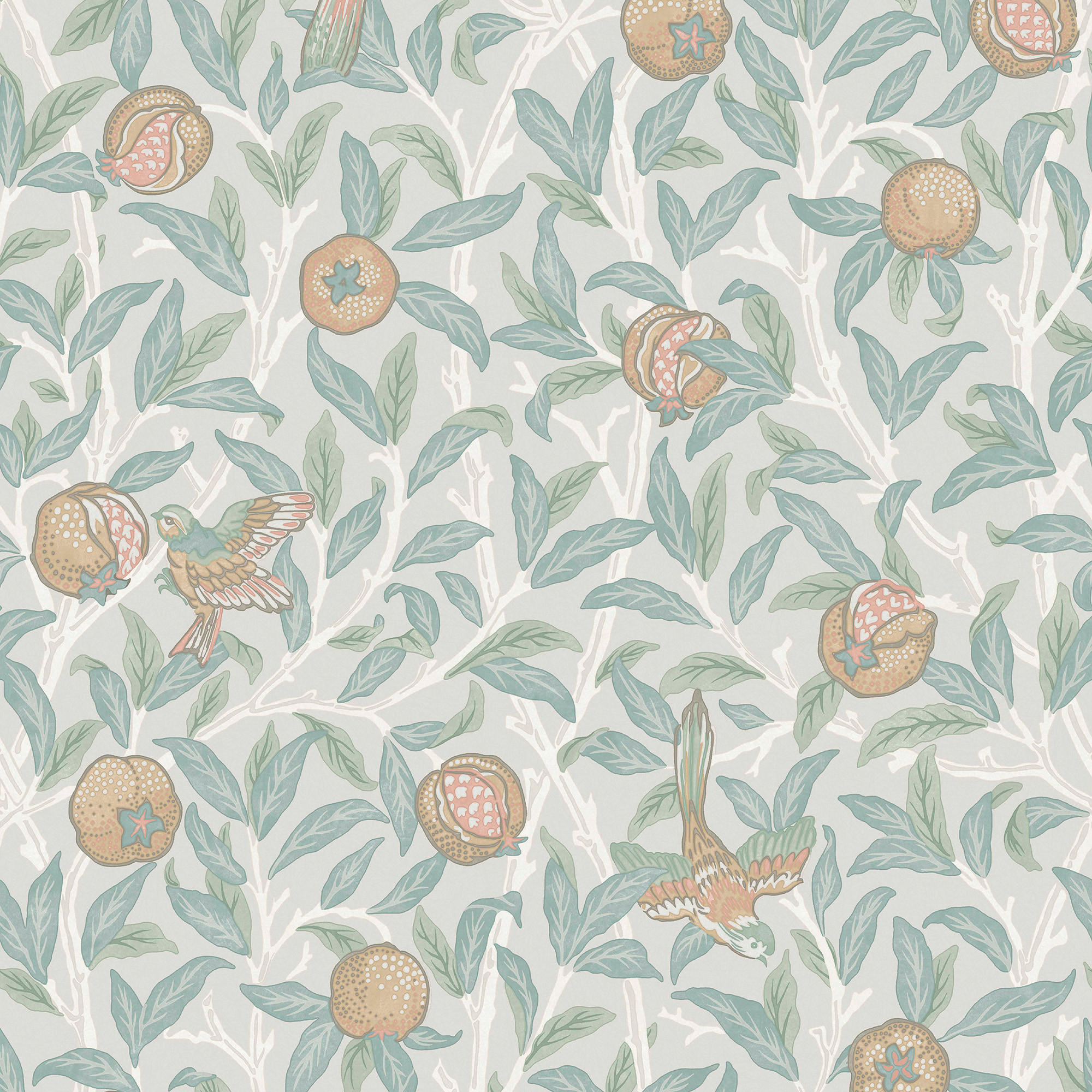 VLIESTAPETE Bird & Pomegranate Duck Egg - Blau, Papier/Kunststoff (52/1000cm) - Graham & Brown