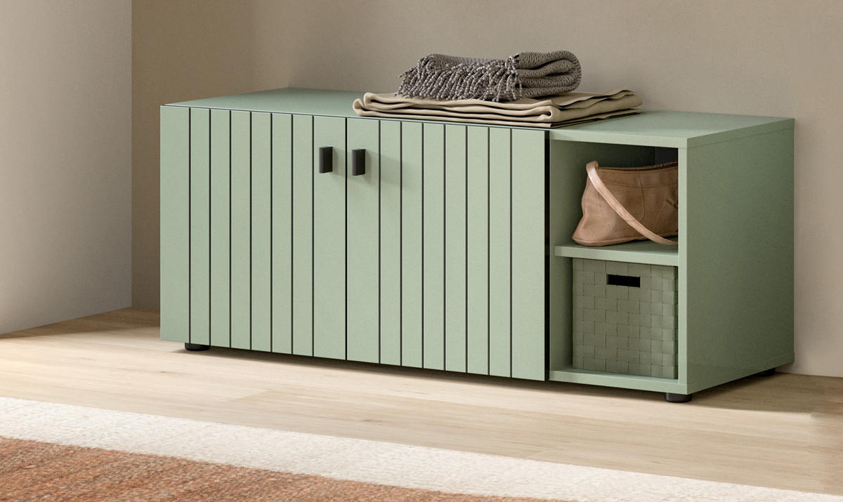 GARDEROBENBANK grün 106 cm, Garderobe Sitzbank mit Stauraum - Schwarz/Grün, Holzwerkstoff/Kunststoff (106/43/37cm) - Inn.Furn