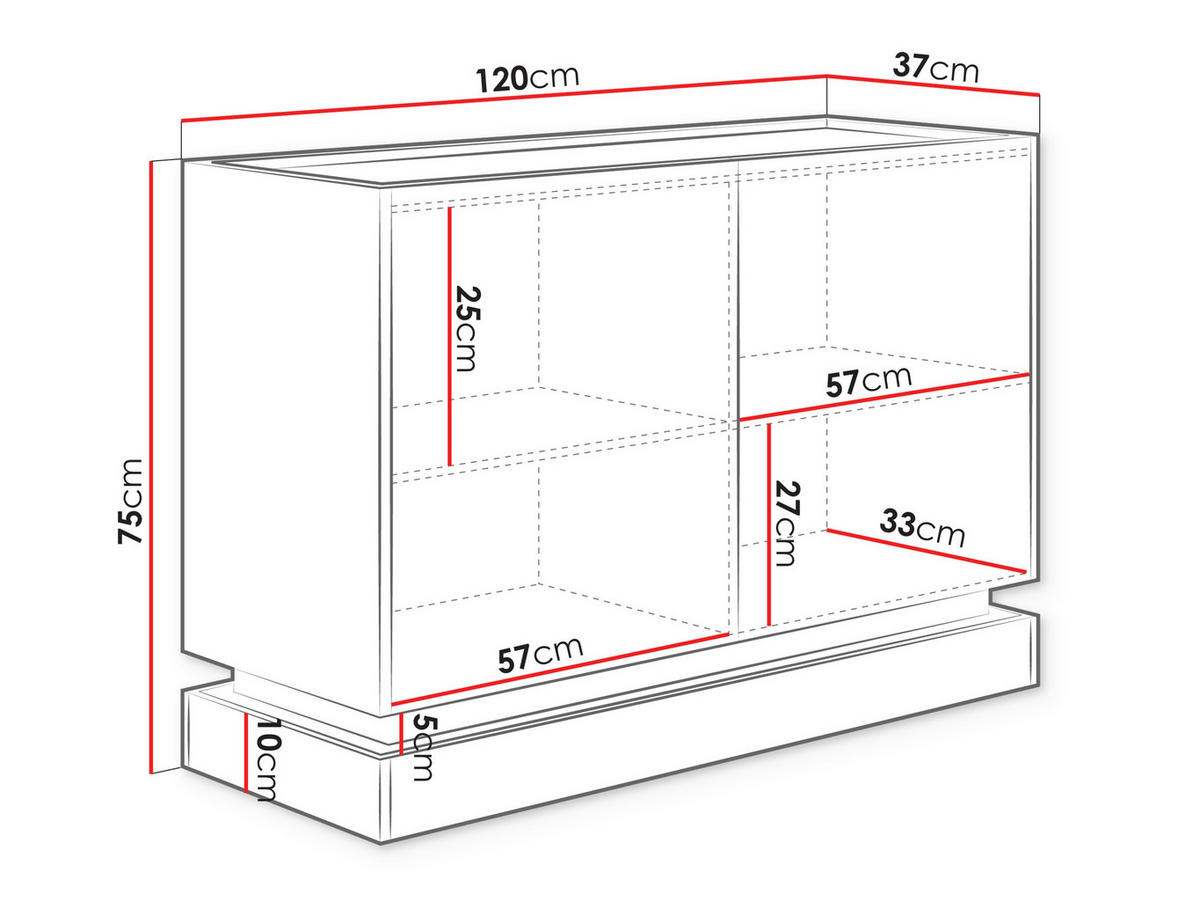 KOMMODE Zarpant K120 2D - Sandfarben/Eichefarben, Holzwerkstoff (120/75/37cm) - MIRJAN24